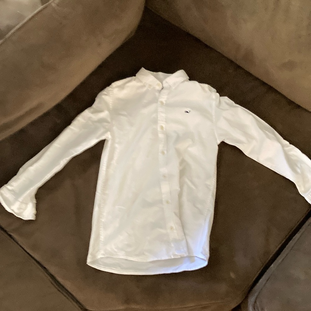 Vineyard Vines Cream Shirt with Whale Emblem